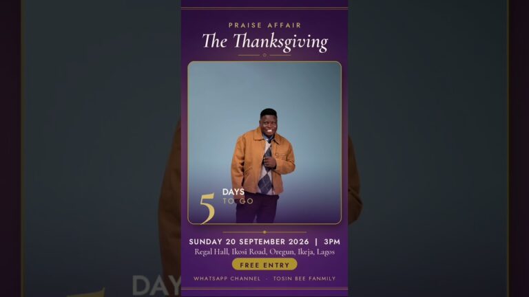 Tosin Bee – 15 September 2026