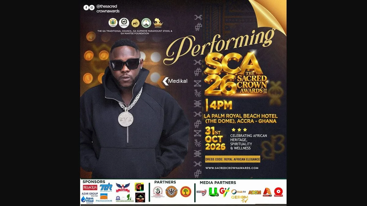 Medikal performing at Sacred Crown Awards 2026 flyer